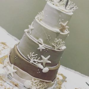 Oregon Coast wedding coral cake